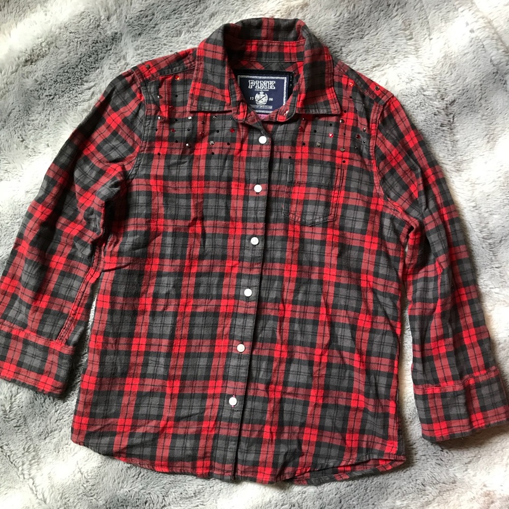 Victoria’s Secret PINK Flannel w/ Rhinestones